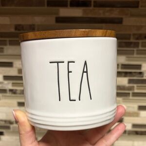 Rae Dunn Ceramic Tea Canister with Wooden Lid